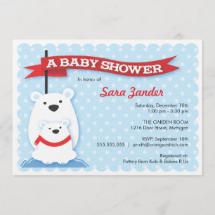 Polar Bears Winter Baby Shower Invitations