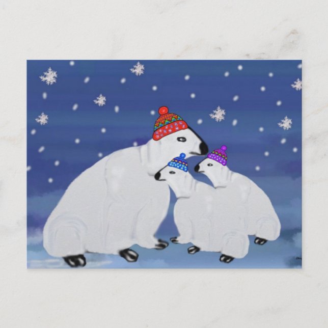 Polar Bears Winter Holiday Postcards (Front)