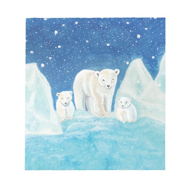 Polar Bears & Winter Landscape   Notepad (Front)