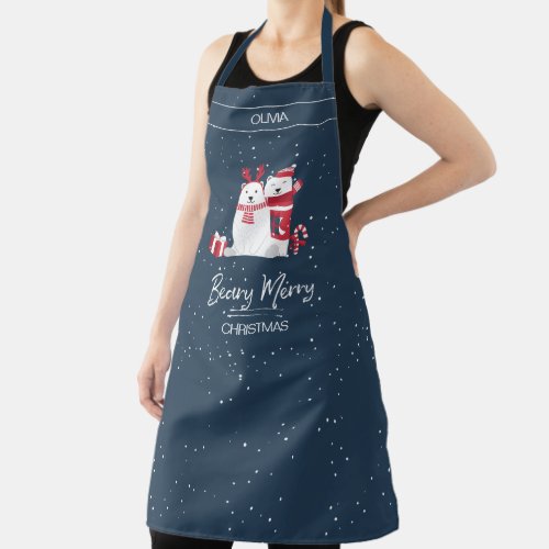 Polar Beary Merry Christmas ID851 Apron