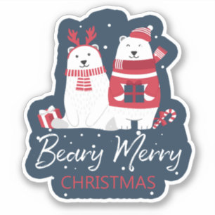 Polar Beary Merry Christmas ID851 Sticker