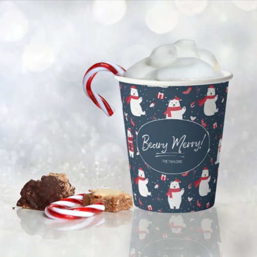 Polar Beary Merry Christmas Pattern ID851 Paper Cups