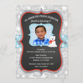 Polar Express Boy Photo Birthday Invitation by seasidepapercompany at Zazzle