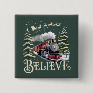 Polar Express Christmas Gift Believe Xmas Winter Button