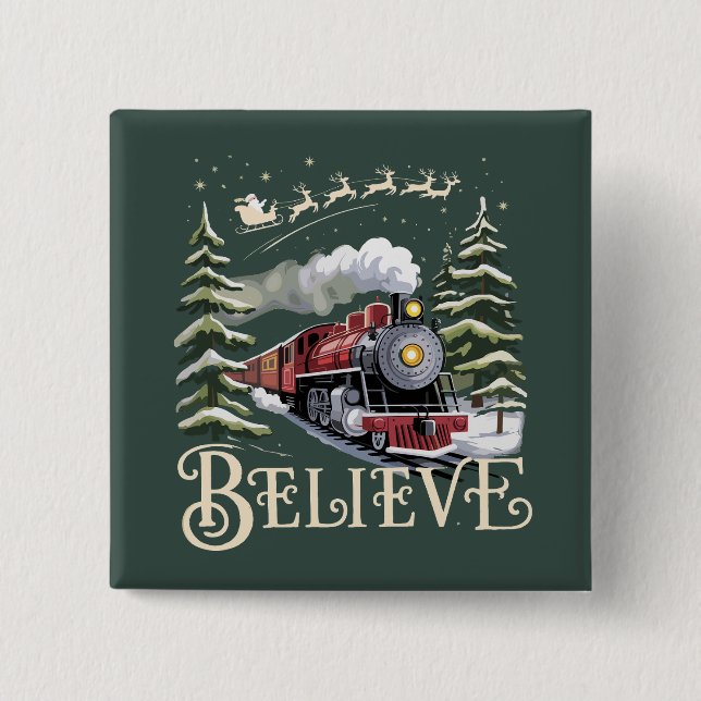 Polar Express Christmas Gift Believe Xmas Winter Button (Front)
