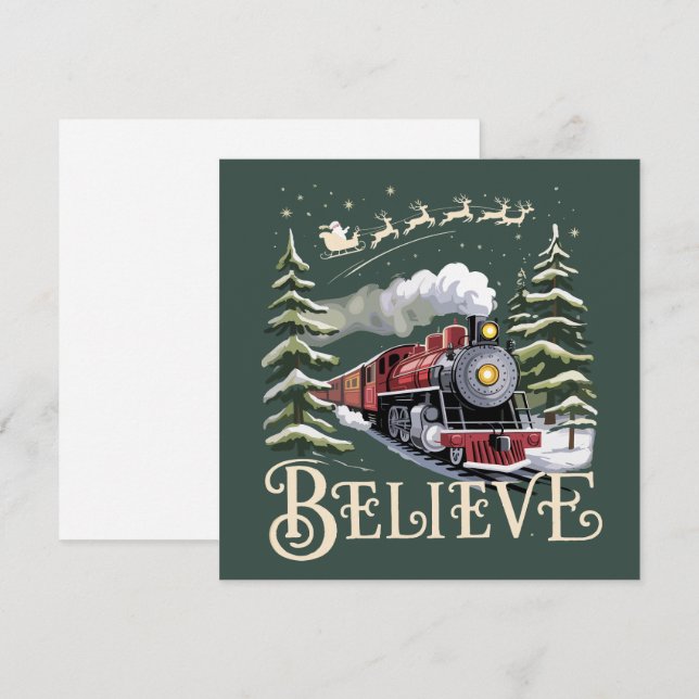 Polar Express Christmas Gift Believe Xmas Winter Holiday Card (Front/Back)