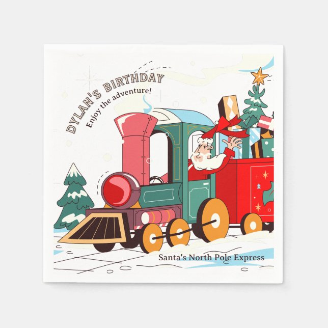 Polar Express Christmas Santa's Train Adventure Napkins (Front)