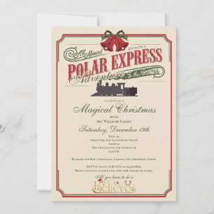 Polar Express Train Adventure Believe In Christmas Invitation