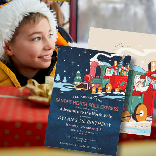 Polar Express Train Adventure Kids Birthday Party Invitation