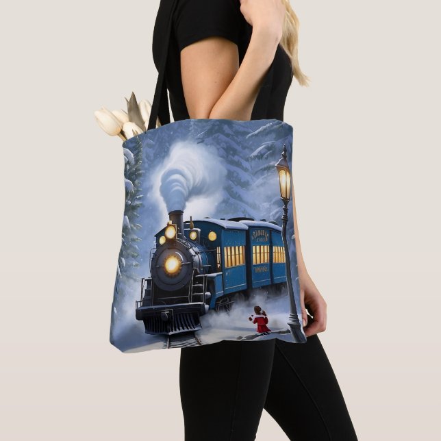 Polar Express Train Tote Bag | Festive Accessory (Close Up)