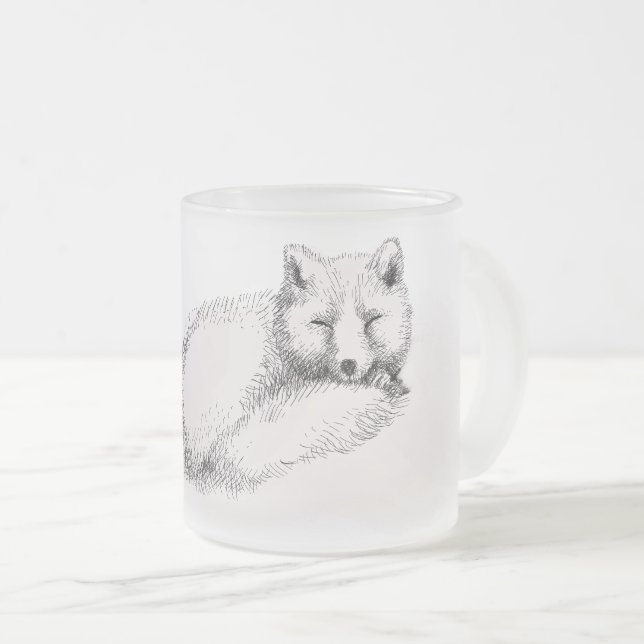 POLAR FOX FROSTED GLASS COFFEE MUG (Front Right)