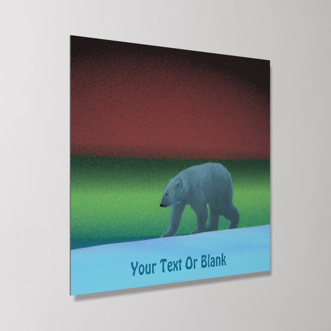Polar Lights Polar Bear Acrylic Photo Tile (Angled)
