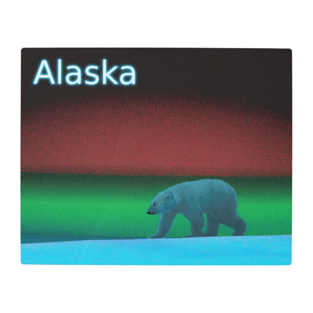 Polar Lights Polar Bear - Alaska Metal Print (Front)