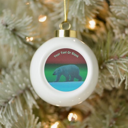 Polar Lights Polar Bear Ceramic Ball Christmas Ornament