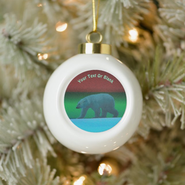 Polar Lights Polar Bear Ceramic Ball Christmas Ornament (Tree)