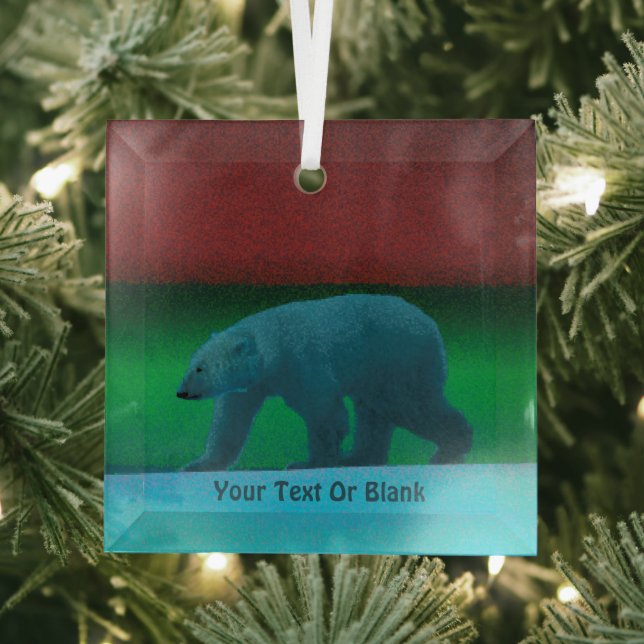 Polar Lights Polar Bear Glass Ornament (Insitu)