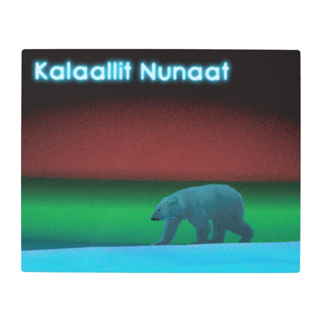 Polar Lights Polar Bear - Greenland Metal Print (Front)