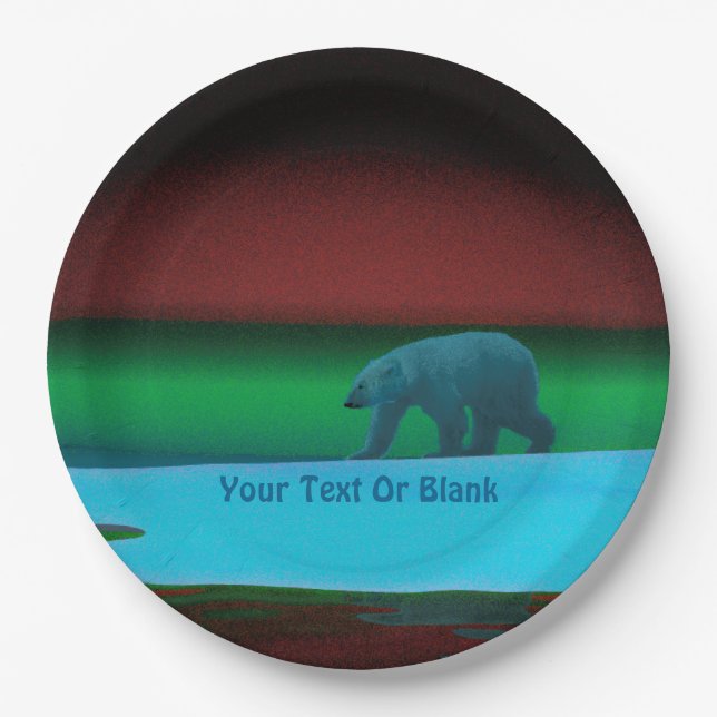 Polar Lights Polar Bear Paper Plates (Front)