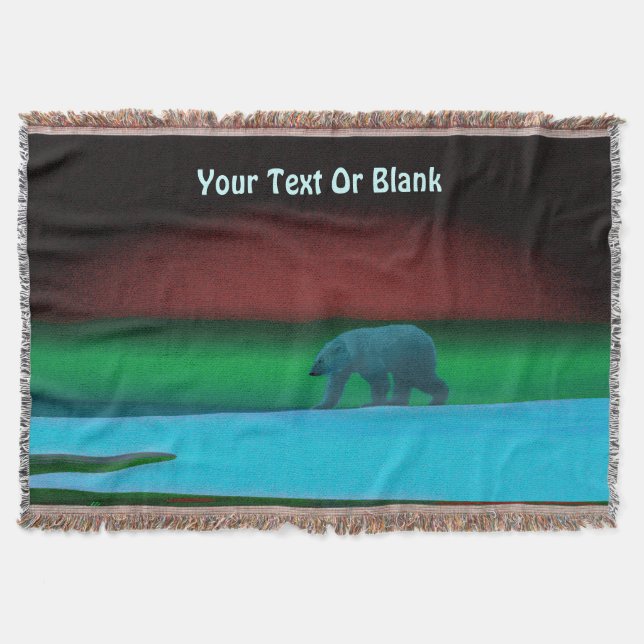 Polar Lights Polar Bear Throw Blanket (Front)
