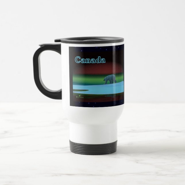 Polar Lights Polar Bear Travel Mug (Left)