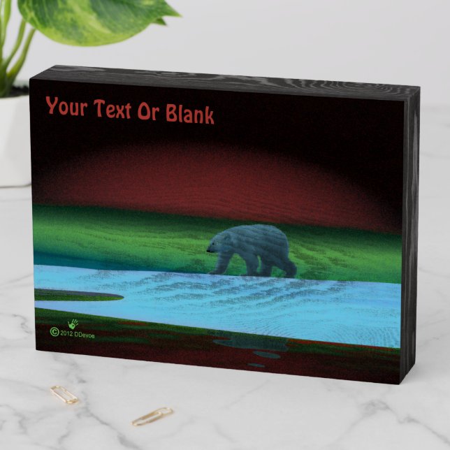 Polar Lights Polar Bear Wooden Box Sign (In Situ Horizontal)