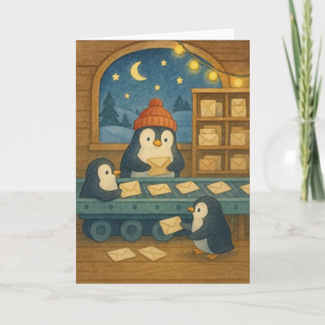 Polar Mail Sorting - Cozy Night Holiday Card (Front)