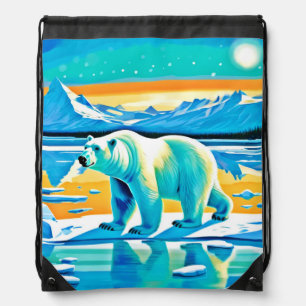 Polar Majesty: Arctic Landscape Drawstring Bag