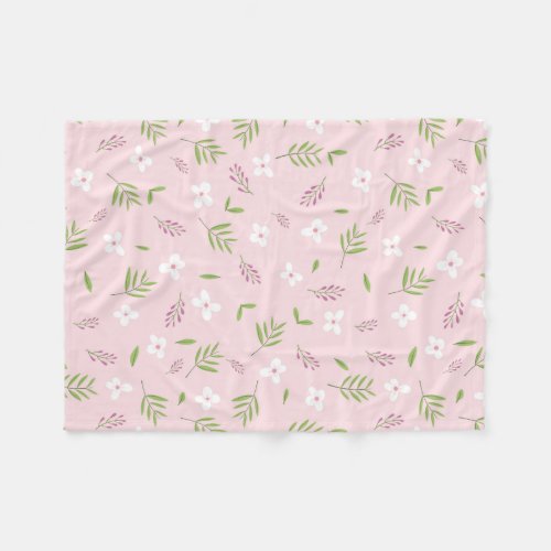 Polar Manta Flores and Spring Leaves Fleece Blanket