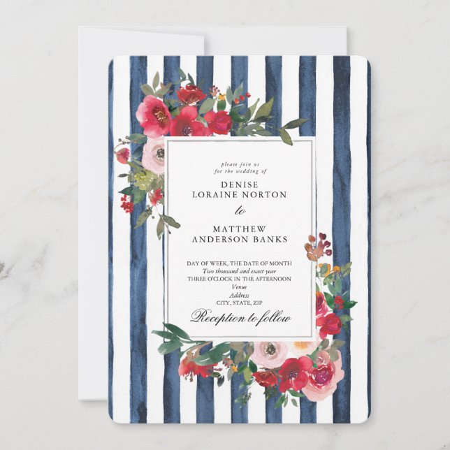 Polar Night Blue Wedding Invitation (Front)
