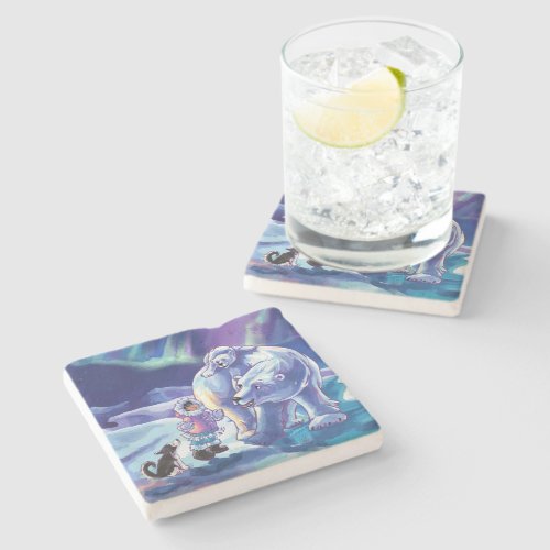 Polar Pals Stone Coaster