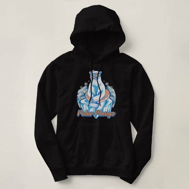 Polar Plunge Ice Jump Funny Polar Bear Winter Hoodie (Design Front)