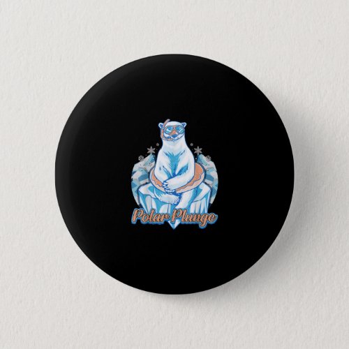 Polar Plunge Ice Jump Funny Polar Bear Winter Swim Button