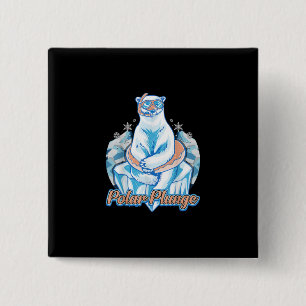 Polar Plunge Ice Jump Funny Polar Bear Winter Swim Button