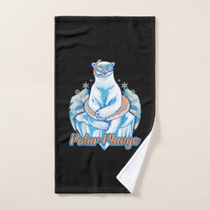 Polar Plunge Ice Jump Funny Polar Bear Winter Swim Hand Towel