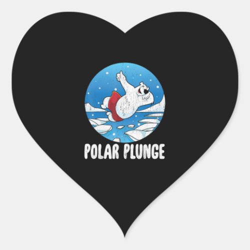 Polar Plunge Ice Jump Funny Polar Bear Winter Swim Heart Sticker