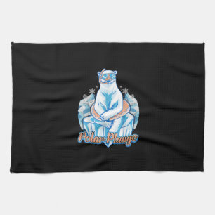 Polar Plunge Ice Jump Funny Polar Bear Winter Swim Kitchen Towel