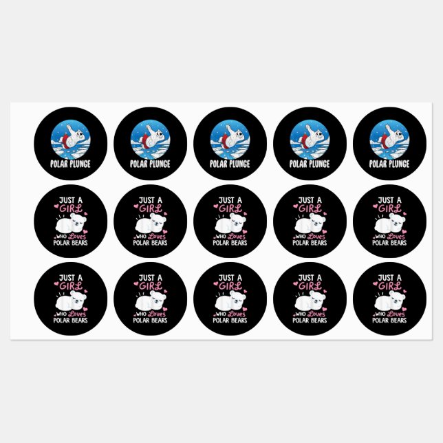 Polar Plunge Ice Jump Funny Polar Bear Winter Swim Labels (Sheet)
