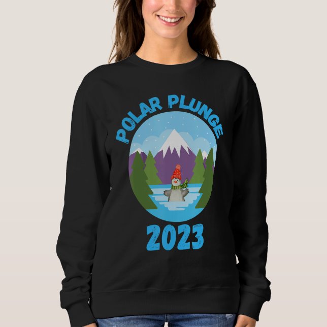 Polar Plunge Ice Jump Funny Polar Bear Winter Swim Sweatshirt (Front)