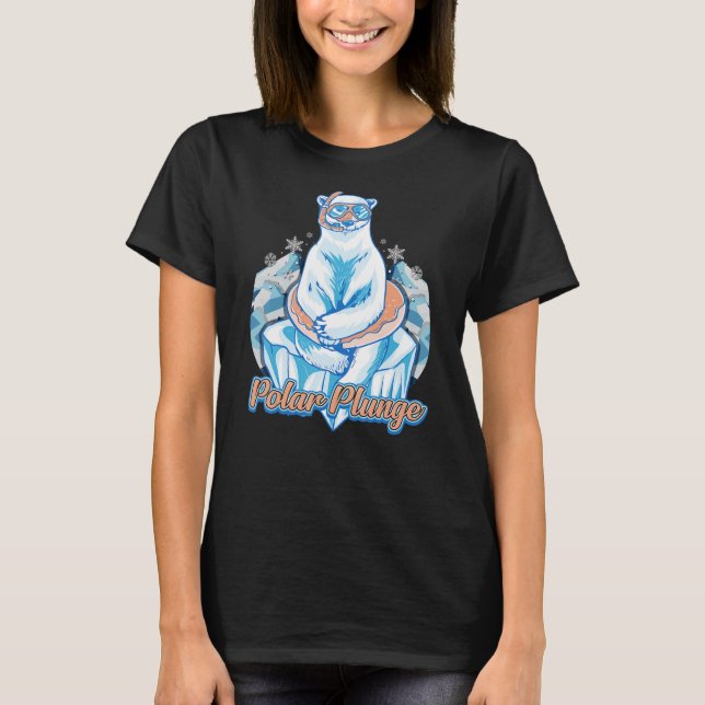Polar Plunge Ice Jump Funny Polar Bear Winter Swim T-Shirt (Front)
