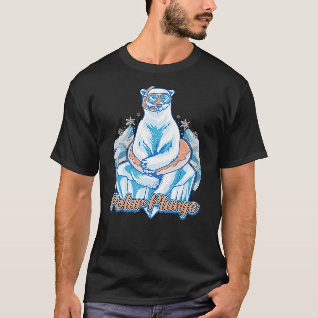 Polar Plunge Ice Jump Funny Polar Bear Winter Swim T-Shirt (Front)