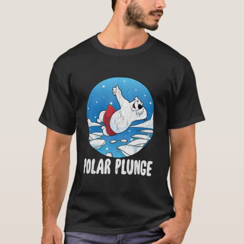 Polar Plunge Ice Jump Funny Polar Bear Winter Swim T_Shirt