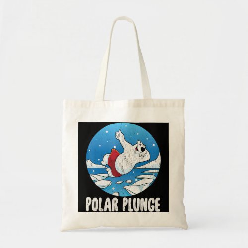 Polar Plunge Ice Jump Funny Polar Bear Winter   Tote Bag