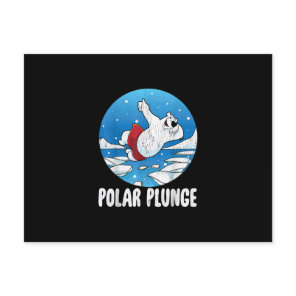 Polar Plunge Ice Jump Polar Bear Winter Swim Announcement Postcard