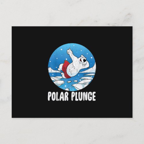 Polar Plunge Ice Jump Polar Bear Winter Swim Announcement Postcard