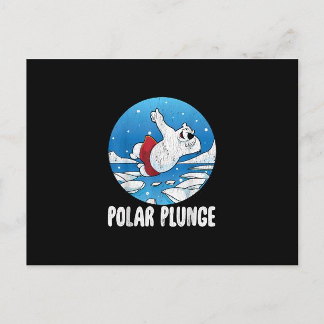 Polar Plunge Ice Jump Polar Bear Winter Swim Announcement Postcard (Front)
