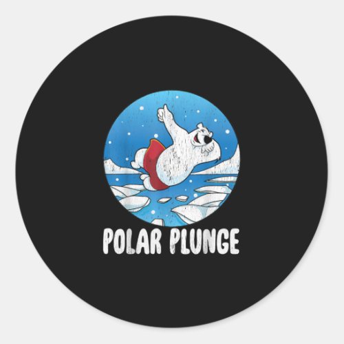 Polar Plunge Ice Jump Polar Bear Winter Swim Classic Round Sticker
