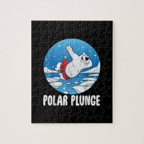 Polar Plunge Ice Jump Polar Bear Winter Swim Jigsaw Puzzle