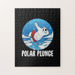 Polar Plunge Ice Jump Polar Bear Winter Swim Jigsaw Puzzle