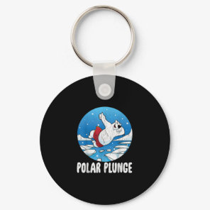 Polar Plunge Ice Jump Polar Bear Winter Swim Keychain