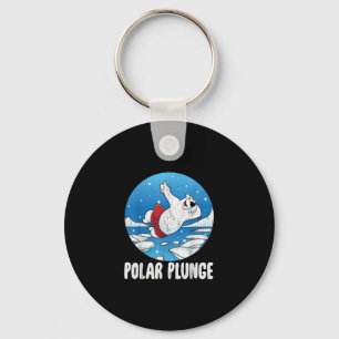 Polar Plunge Ice Jump Polar Bear Winter Swim Keychain
